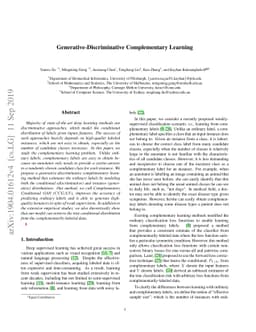 Generative-Discriminative Complementary Learning
