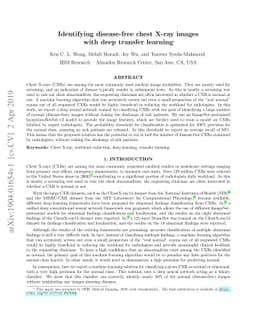 Identifying disease-free chest X-ray images with deep transfer learning
