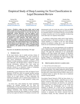 Empirical Study of Deep Learning for Text Classification in Legal
  Document Review