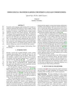 Cross-lingual transfer learning for spoken language understanding