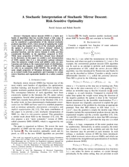 A Stochastic Interpretation of Stochastic Mirror Descent: Risk-Sensitive
  Optimality
