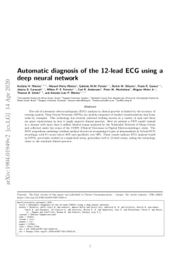 Automatic diagnosis of the 12-lead ECG using a deep neural network