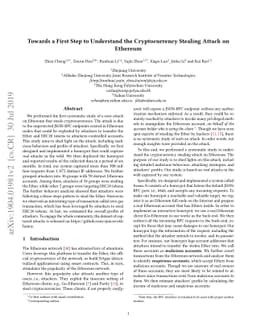 Towards a First Step to Understand the Cryptocurrency Stealing Attack on
  Ethereum