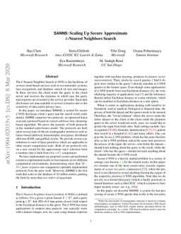 SANNS: Scaling Up Secure Approximate k-Nearest Neighbors Search