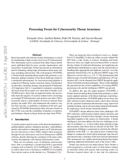 Processing Tweets for Cybersecurity Threat Awareness