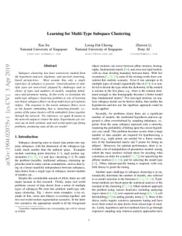 Learning for Multi-Type Subspace Clustering