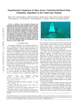 Experimental Comparison of Open Source Visual-Inertial-Based State
  Estimation Algorithms in the Underwater Domain