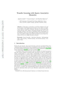 Transfer Learning with Sparse Associative Memories