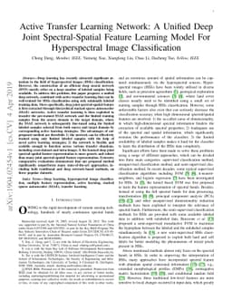 Active Transfer Learning Network: A Unified Deep Joint Spectral-Spatial
  Feature Learning Model For Hyperspectral Image Classification