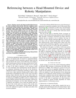 Referencing between a Head-Mounted Device and Robotic Manipulators