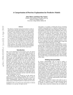 A Categorisation of Post-hoc Explanations for Predictive Models