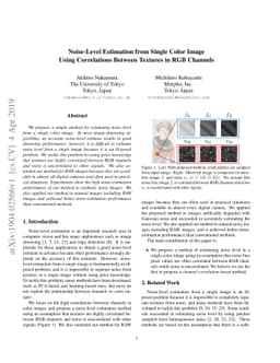 Noise-Level Estimation from Single Color Image Using Correlations
  Between Textures in RGB Channels