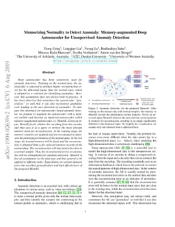 Memorizing Normality to Detect Anomaly: Memory-augmented Deep
  Autoencoder for Unsupervised Anomaly Detection