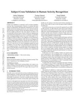Subject Cross Validation in Human Activity Recognition