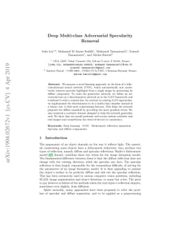 Deep Multi-class Adversarial Specularity Removal