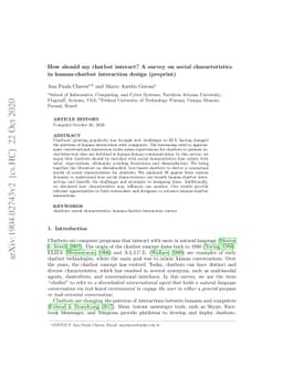 How should my chatbot interact? A survey on human-chatbot interaction
  design