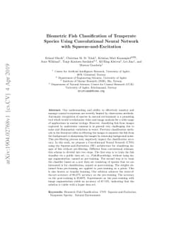 Biometric Fish Classification of Temperate Species Using Convolutional
  Neural Network with Squeeze-and-Excitation