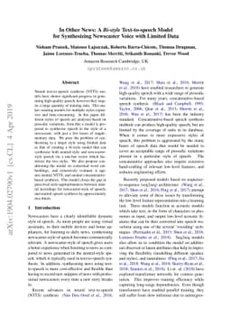 In Other News: A Bi-style Text-to-speech Model for Synthesizing
  Newscaster Voice with Limited Data