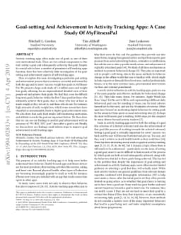 Goal-setting And Achievement In Activity Tracking Apps: A Case Study Of
  MyFitnessPal