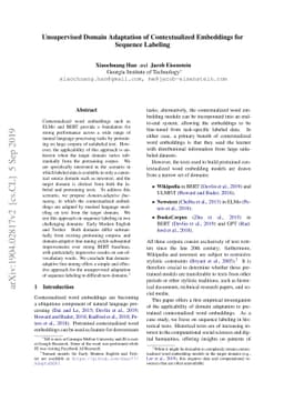 Unsupervised Domain Adaptation of Contextualized Embeddings for Sequence
  Labeling