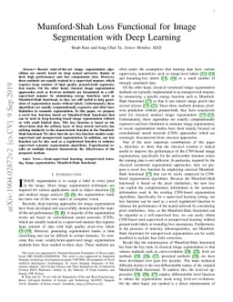 Mumford-Shah Loss Functional for Image Segmentation with Deep Learning