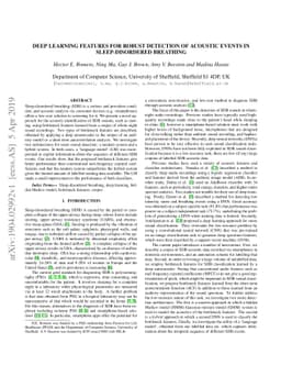 Deep Learning Features for Robust Detection of Acoustic Events in
  Sleep-Disordered Breathing