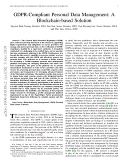 GDPR-Compliant Personal Data Management: A Blockchain-based Solution
