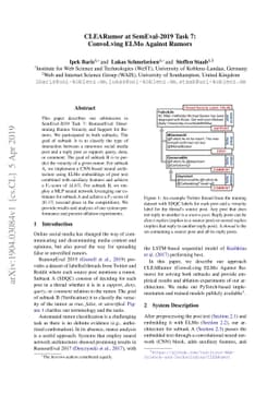 CLEARumor at SemEval-2019 Task 7: ConvoLving ELMo Against Rumors