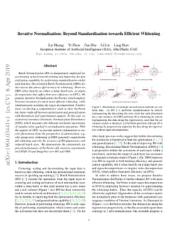 Iterative Normalization: Beyond Standardization towards Efficient
  Whitening