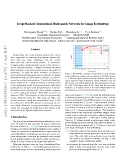 Deep Stacked Hierarchical Multi-patch Network for Image Deblurring