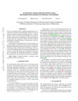 Automatic Target Recognition Using Discrimination Based on Optimal
  Transport