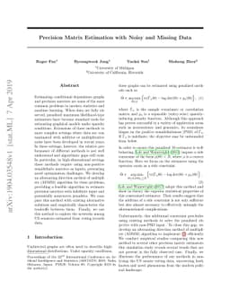 Precision Matrix Estimation with Noisy and Missing Data