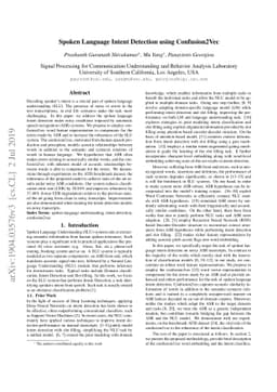 Spoken Language Intent Detection using Confusion2Vec