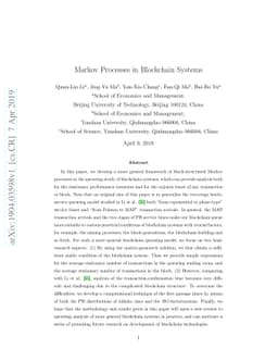 Markov Processes in Blockchain Systems