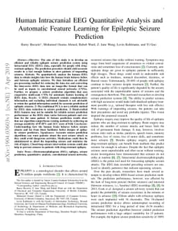 Human Intracranial EEG Quantitative Analysis and Automatic Feature
  Learning for Epileptic Seizure Prediction