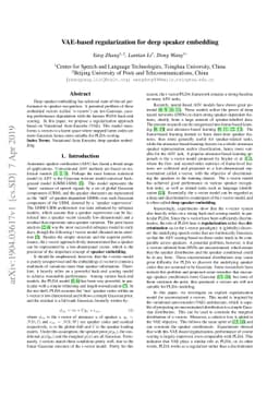 VAE-based regularization for deep speaker embedding