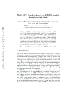 Multi-GPU Acceleration of the iPIC3D Implicit Particle-in-Cell Code