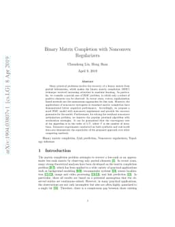 Binary matrix completion with nonconvex regularizers