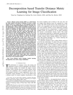 Decomposition-Based Transfer Distance Metric Learning for Image
  Classification