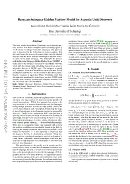 Bayesian Subspace Hidden Markov Model for Acoustic Unit Discovery