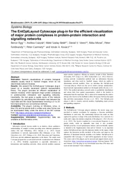 The EntOptLayout Cytoscape plug-in for the efficient visualization of
  major protein complexes in protein-protein interaction and signalling
  networks