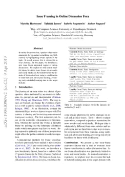 Issue Framing in Online Discussion Fora