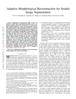 Adaptive Morphological Reconstruction for Seeded Image Segmentation