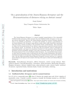 On a generalization of the Jensen-Shannon divergence and the
  JS-symmetrization of distances relying on abstract means