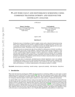 Plant-wide fault and disturbance screening using combined transfer
  entropy and eigenvector centrality analysis