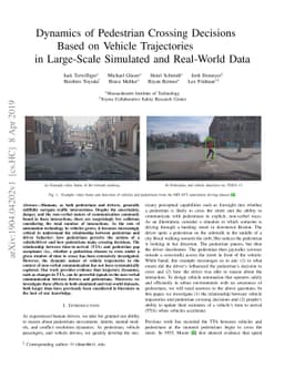 Dynamics of Pedestrian Crossing Decisions Based on Vehicle Trajectories
  in Large-Scale Simulated and Real-World Data