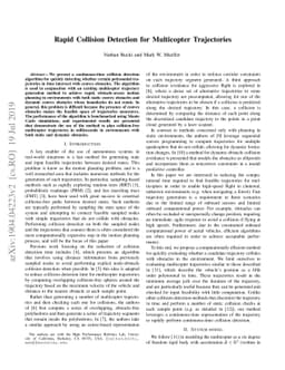 Rapid Collision Detection for Multicopter Trajectories