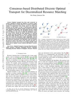Consensus-based Distributed Discrete Optimal Transport for Decentralized
  Resource Matching