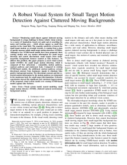 A Robust Visual System for Small Target Motion Detection Against
  Cluttered Moving Backgrounds