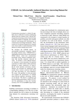 CODAH: An Adversarially Authored Question-Answer Dataset for Common
  Sense